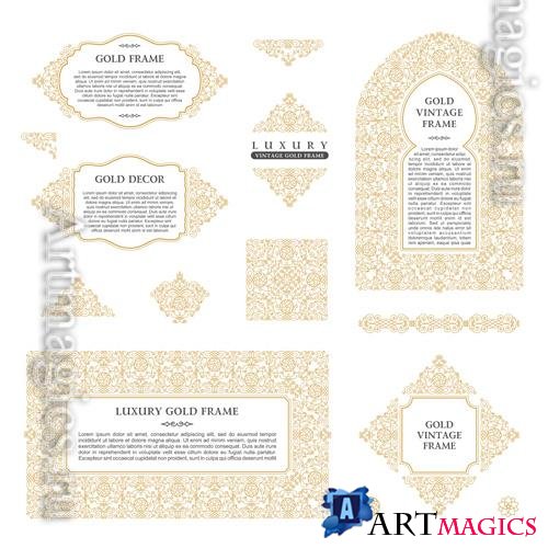 Vector arabic frames and art design template gold elements and frames