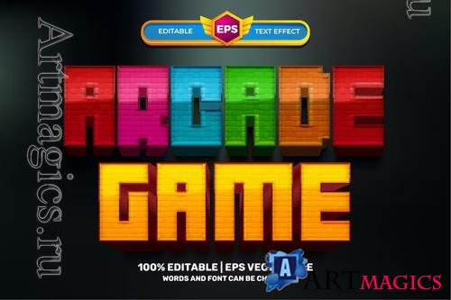 Pixelated 3D arcade game text effect - EPS file