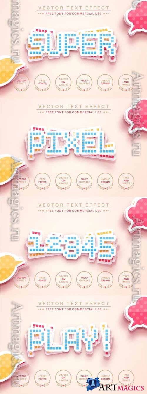Pixel Sticker - editable text effect, font style