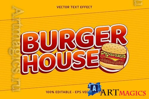 Burger House text effect vector
