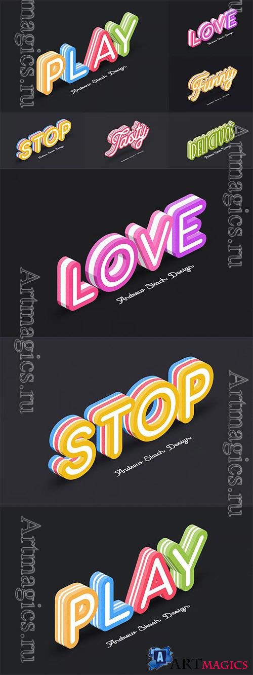 Colored isometric text effects