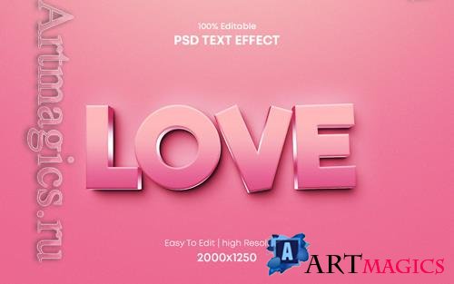 PSD love 3d text effect