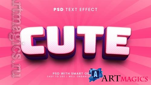 PSD cute 3d editable text effect with sweet and girl text style