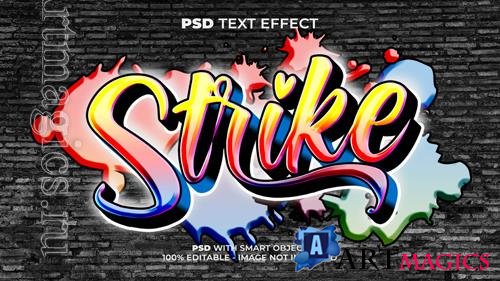 PSD graffiti text effect strike style, editable text effect