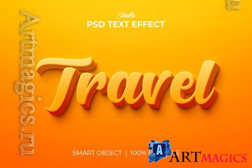 Travel editable 3d text effect premium psd