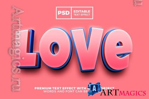 PSD modern love cartoon comic 3d editable text effect style