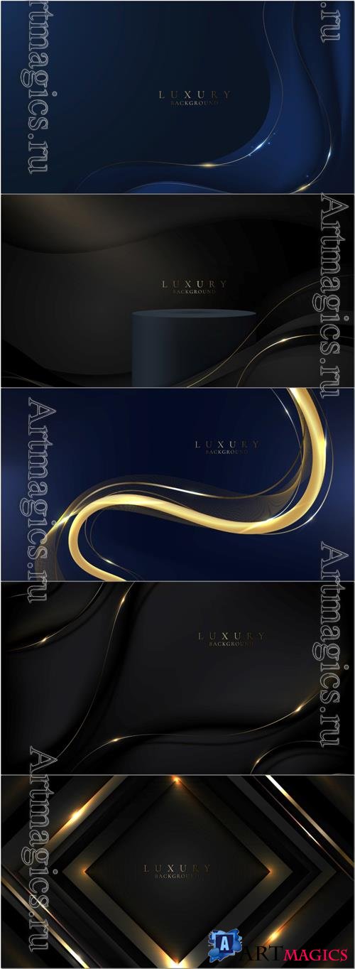 Abstract 3d elegant  wave curved lines and lighting effect on black background