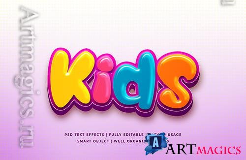 PSD kids cartoon 3d text style effect
