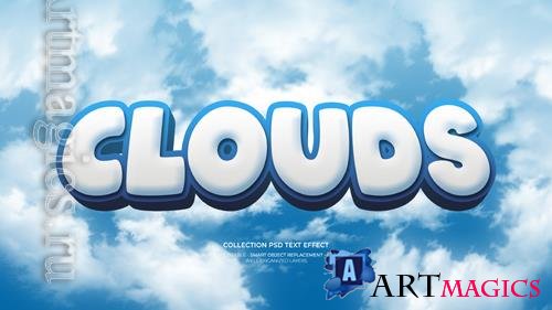 PSD clouds 3d custom text effect