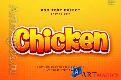 Cartoon 3d chicken text effect psd