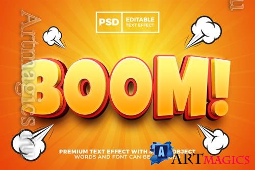 PSD boom cartoon comic 3d editable text effect style