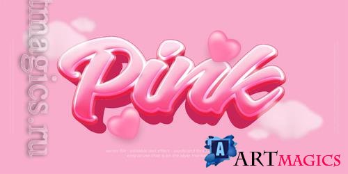 Vector 3d font style pink editable text effect