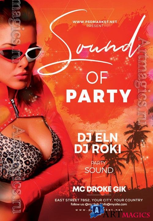 Psd Sound of party flyer design templates