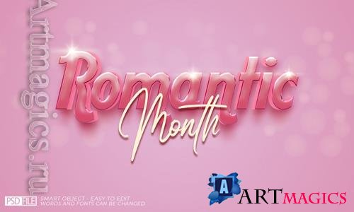 PSD romantic month pink background with text effect