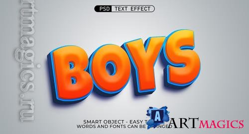 PSD boys editable text 3d style effect