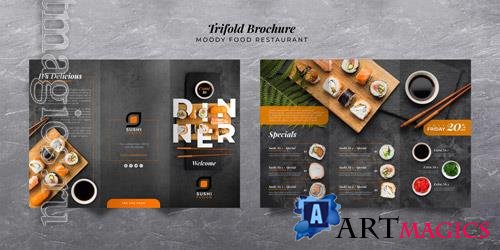 PSD moody food restaurant trifold brochure