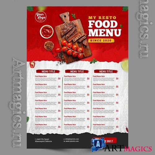 PSD food menu poster template