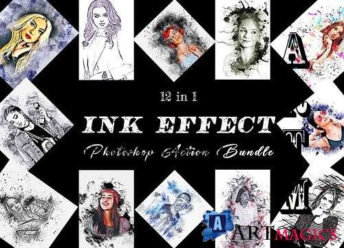 Ink Effect Photoshop Action Bundle - 10960561