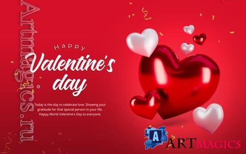 PSD happy valentine's day social media banner design template