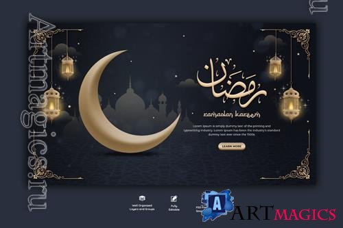 PSD ramadan kareem traditional islamic festival religious web banner vol 3