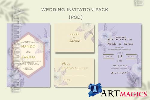 PSD beautiful floral wreath wedding invitation card template psd vol 2