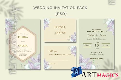 PSD beautiful floral wreath wedding invitation card template psd vol 4