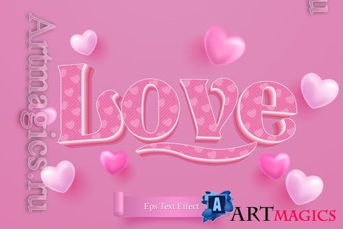Love, happy valentines day gift card with pink text effect style