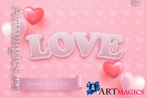 Love 3d editable text effect in pink color