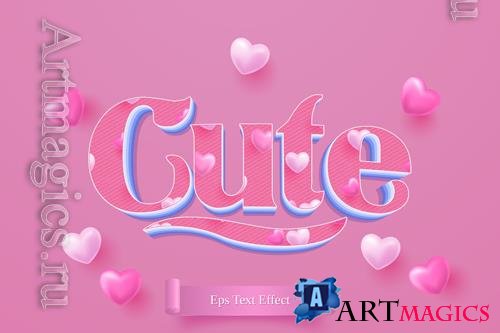 Cute, happy valentines day gift card with pink text effect style