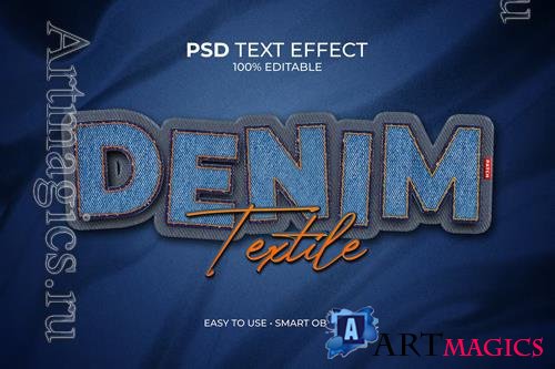 Text effect denim textile