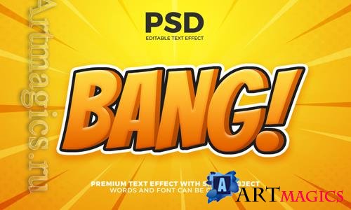 PSD bang comic cartoon kids 3d editable text effect