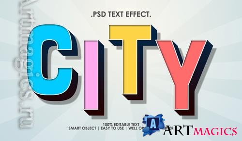 PSD city color retro text style effect