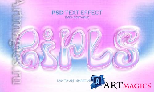 PSD girls pink chrome text effect