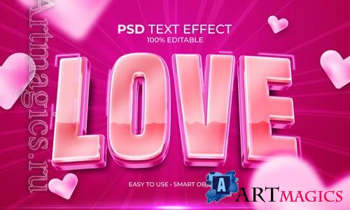 PSD love 3d pink magenta text effect