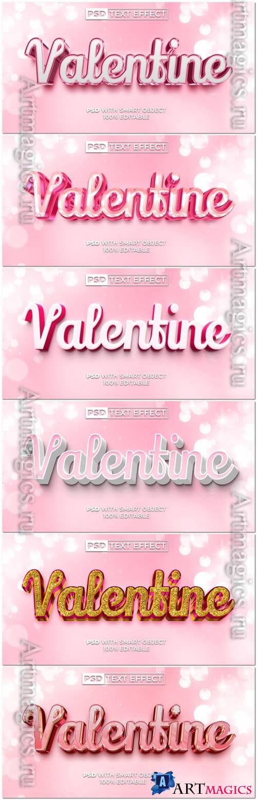 PSD valentine 3d editable text effect