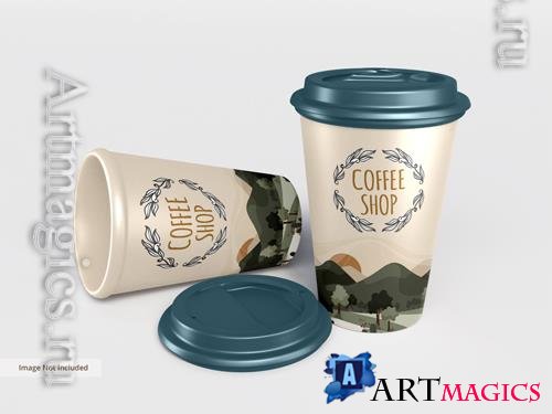 PSD take away coffee cup branding mockup