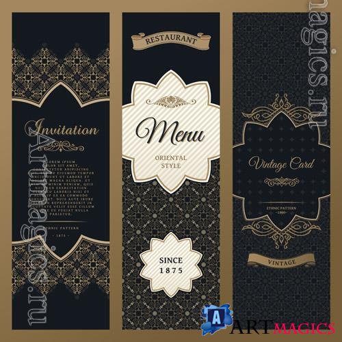 Vector vertical design labels and frames packaging for the product
