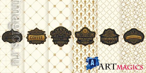 Vector vertical cards set packaging design gold labels logo frame vol 2