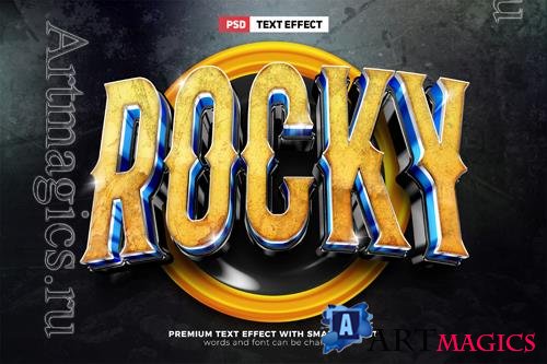 PSD yellow rocky rusty robot esport team 3d editable text effect