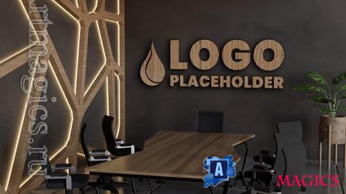 PSD meeting room ofice company corporate logo mockup with wood texture