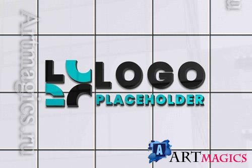 PSD logo mockup with tile pattern as background