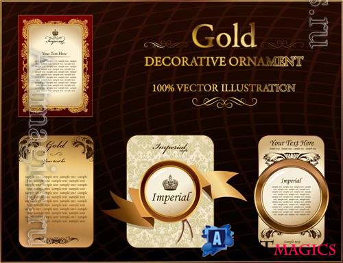 Vector gold vitnage labels and frames decorative ornament