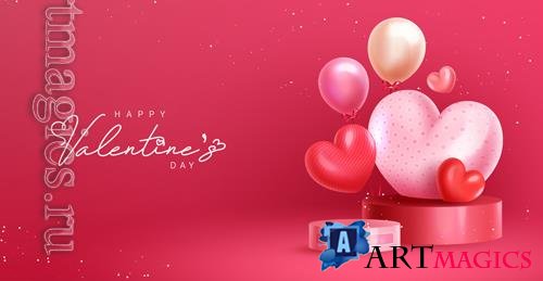 Happy valentine's day vector background with hearts