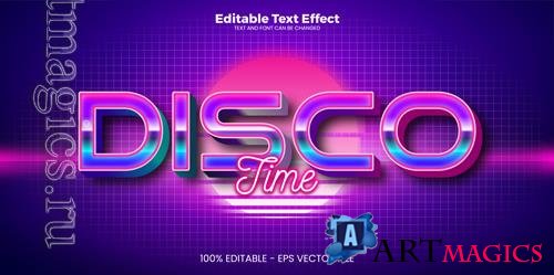 Vector disco time editable text effect in modern trend style