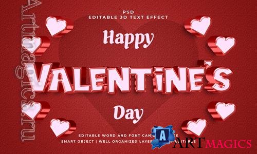 Valentine day pink 3d editable text effect with background