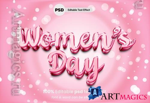 PSD women's day editable 3d text effect