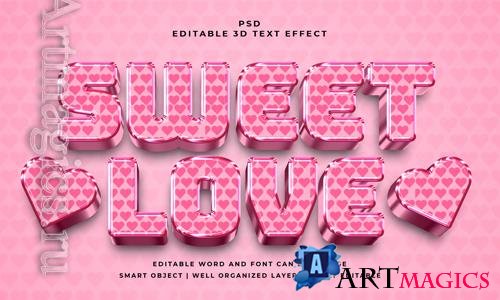 PSD sweet love 3d editable text effect with background