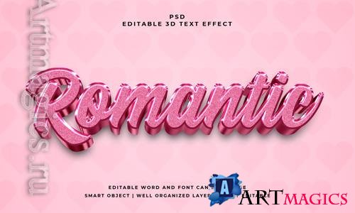 PSD romantic 3d editable text effect with background