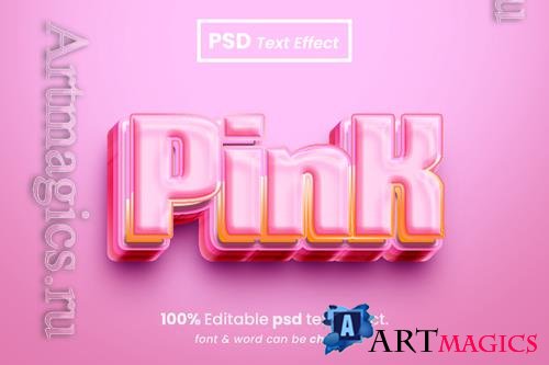 PSD pink editable 3d text effect