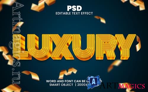 PSD luxury golden 3d editable photoshop text effect style with background